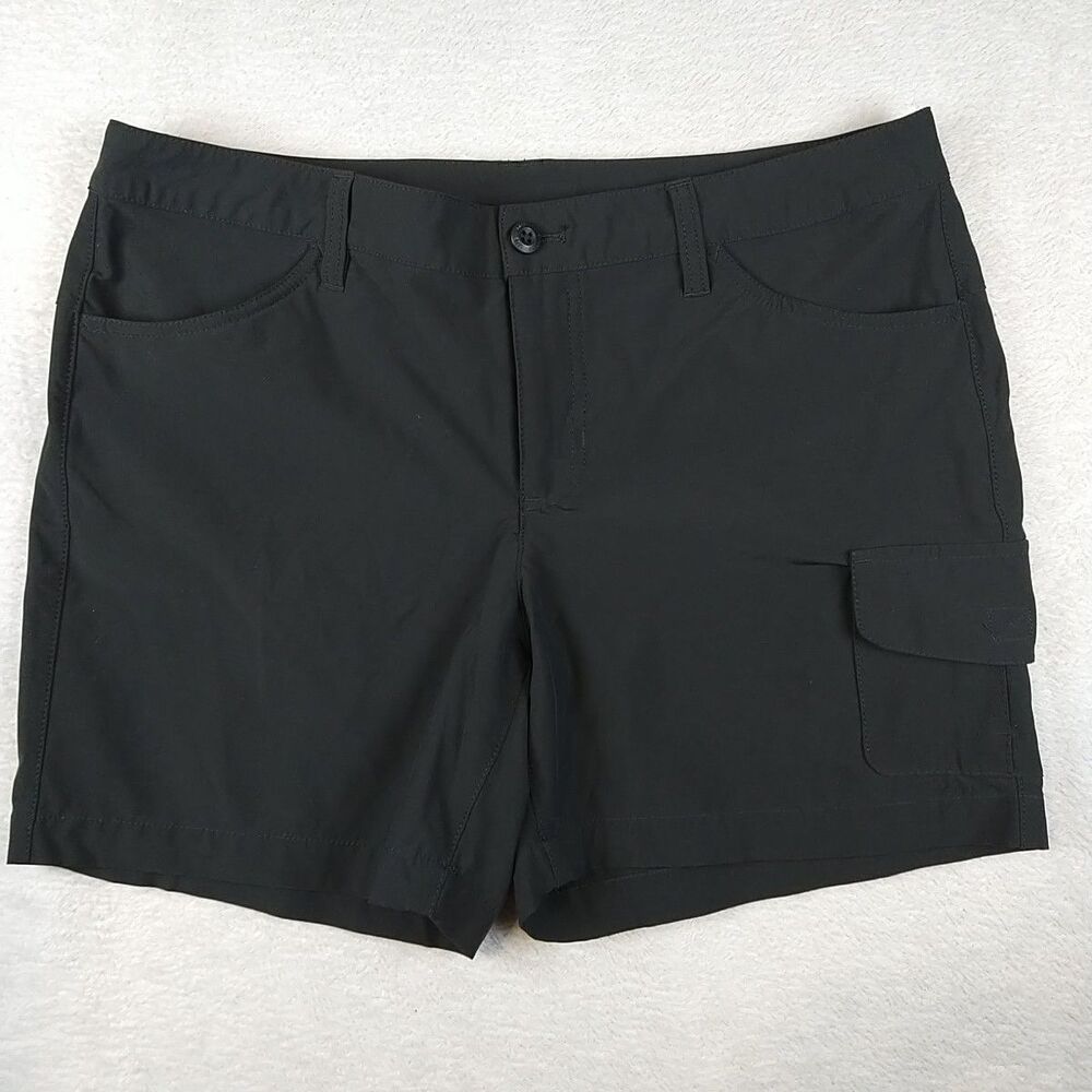 Eddie Bauer Travex Cargo Shorts Women's 12 Black 6" inseam Safari Stretch Hiking